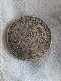 Moneta REGNO DI SARDEGNA -CARLO FELICE-5 LIRE 1824
