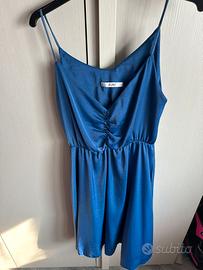 Vestito turchese corto in raso