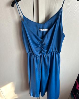 Vestito turchese corto in raso
