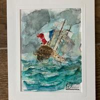 Nave in tempesta acquarello