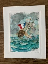 Nave in tempesta acquarello