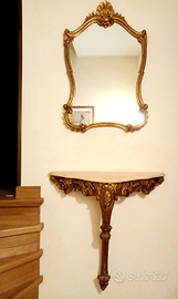 Consolle con specchiera foglia oro