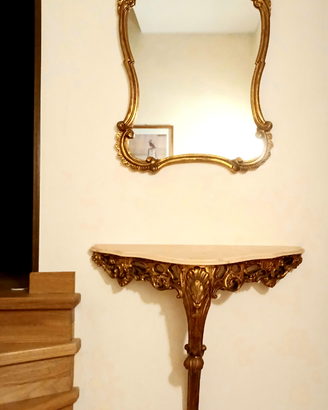 Consolle con specchiera foglia oro