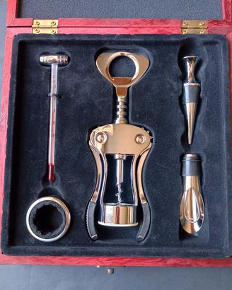 5 accessori per sommelier in cassetta legno