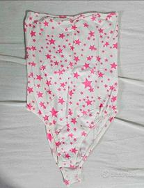 Body a fascia OVS bianco stelle rosa fluo nuovo