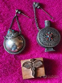 boccette per profumo o tabacco in argento tibetano