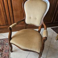 poltrona in noce massello e velluto