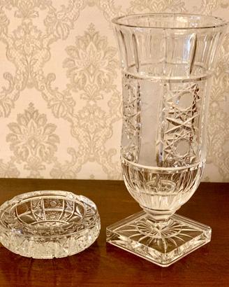 VASO E POSACENERE IN PURO CRISTALLO DI BOEMIA