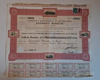 TITOLO AZIONARIO EDOARDO BIANCHI MAGGIO 1955
