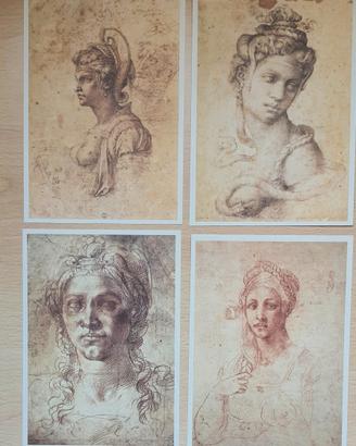 4 Riproduzioni Disegni Michelangelo