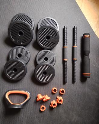 KIT manubri componibili 23 kg con barra modulare