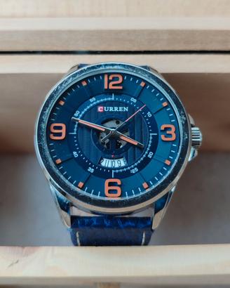 Orologio Curren con datario, cinghietta pelle blu
