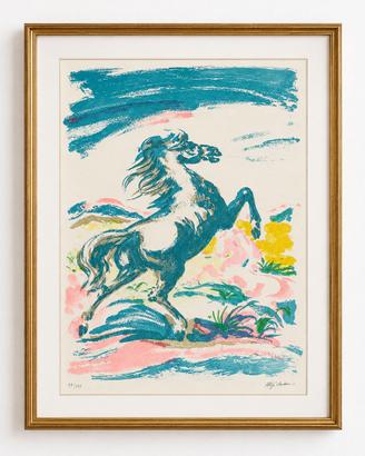 Aligi Sassu Litografia Originale Cavalli