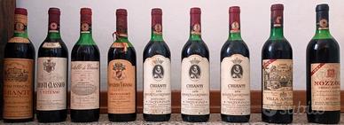 Lotto di vecchie bottiglie di vino da collezione