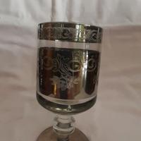 6 calici in cristallo e argento