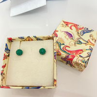 Orecchini argento con brillantini verdi