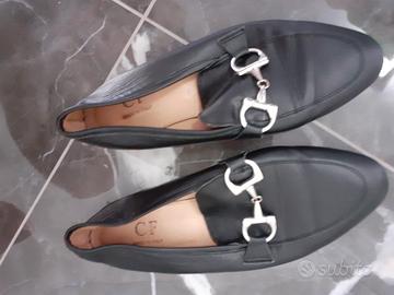 Eleganti mocassini loafer CF donna in pelle nera