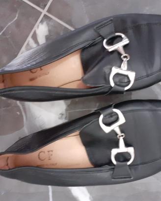 Eleganti mocassini loafer CF donna in pelle nera