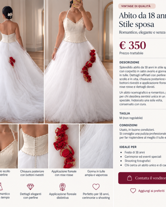 Abito da 18 anni /matrimonio stile principessa –