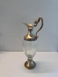 Caraffa in cristallo e silverplate antiquariato