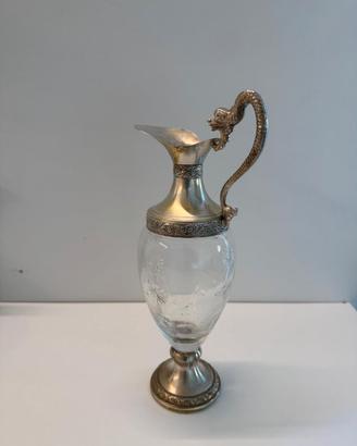 Caraffa in cristallo e silverplate antiquariato