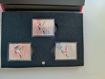 Trittico monete calciatori panini in argento