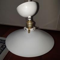 LAMPADARIO VETRO BIANCO VINTAGE MODERNARIATO 60-70