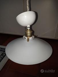 LAMPADARIO VETRO BIANCO VINTAGE MODERNARIATO 60-70