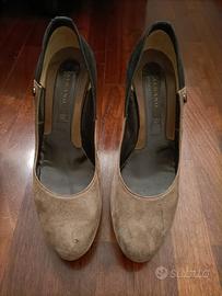 Décolleté scamosciata bicolore