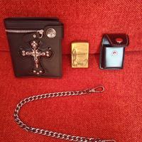 Portafoglio bikers +  porta accendino+ accendino. 