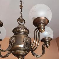 Lampadario 5 luci ottone brunito
