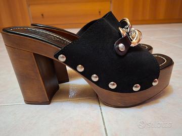Sabot donna neri con zeppa