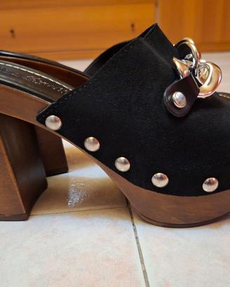 Sabot donna neri con zeppa