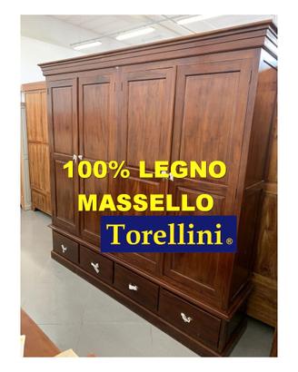 Mobile Armadio 4 ante 100% Legno Massello