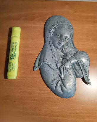 applique madonnina con bambino in metallo del 900