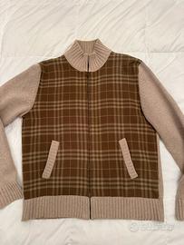 Cardigan in maglia e motivo check Burberry