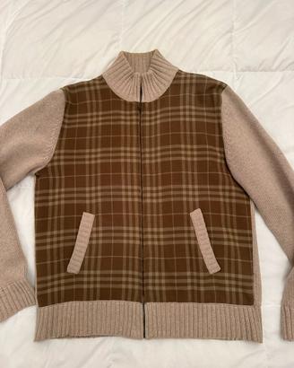 Cardigan in maglia e motivo check Burberry