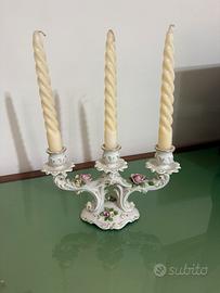 Candelabro vintage in porcellana di Capodimonte