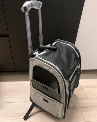 Trasportino trolley con ruote per cani gatti 15kg