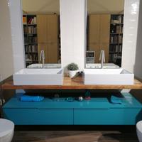 Mobile bagno doppio lavabo piano tavolato legno