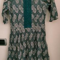 Vestito corto pizzo ricamato verde acqua tg 40