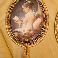 Quadro vintage ovale con profilo dorato 23x18