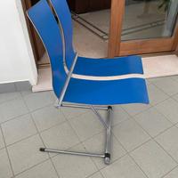 Sedia acciaio e cuietto blu Matteo Grassi