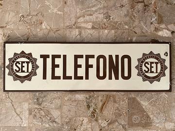 Insegna telefono smaltata cm 100 vintage