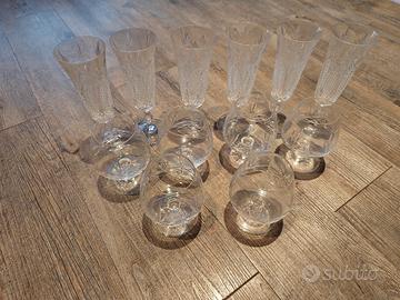 set flute e calici cognac in cristallo 