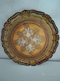 vassoio fiorentino vintage in legno