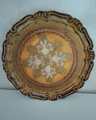 vassoio fiorentino vintage in legno