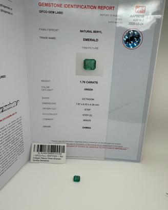 Smeraldo naturale certificato