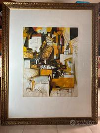 Renato  Guttuso Tetti Acqua tinta, punta secca