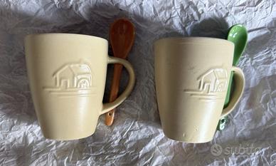 Set di 2 Tazze Mulino Bianco 2008 Con Cucchiaio